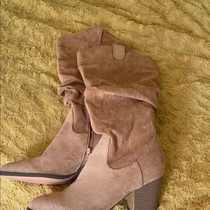 Suede Tan Slouch Boots